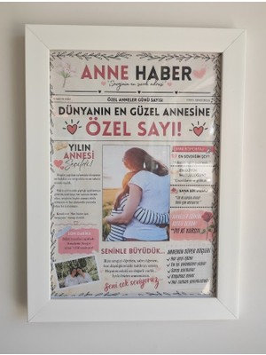 Duyfl Anneler Günü Hediyesi Kişiye Özel A4 Çerçeve – Anne Haber Tasarımlı Anı Gazetesi