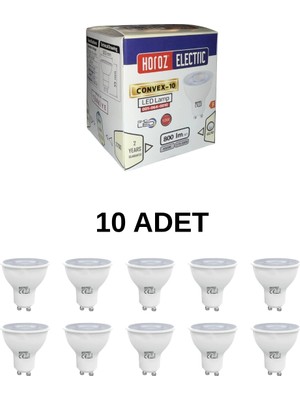 Horoz Aydınlatma Horoz 001-064-0010 LED Ampul 10W 4200K GU10 Duy - 10’lu Paket