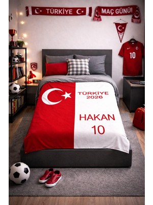 Osmanlı Triko Kişiye Özel Triko Battaniye-Türk Bayraklı Battaniye-Türkiye-Milli Takım-Ay Yıldız-
