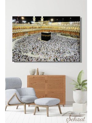 Şehzat Duvar Tablosu Yatay Kanvas Tekli Salon Mutfak Ofis Din Kabe Islam Mekke Medine Hac
