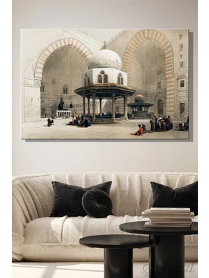 Şehzat Yatay Tekli Kanvas Duvar Tablosu Salon Yatak Odası Ofis David Roberts Kahire Sultan Hasan Camii