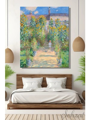 Şehzat Kanvas Tablo Dikey Tekli Salon Mutfak Yatak Odası Claude Monet - Vétheuil'deki Sanatçının Bahçesi