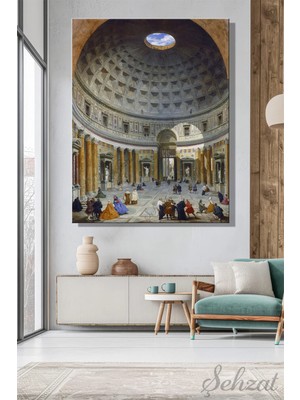 Şehzat Duvar Tablosu Dikey Kanvas Tekli Salon Mutfak Yatak Odası Ofis Giovanni Paola Panini Kilise