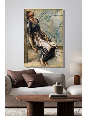 Şehzat Duvar Tablosu Dikey Kanvas Tekli Salon Yatak Odası Ofis Sir Edward Burne-Jones Bahçe Avlusu