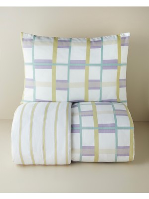 English Home Pop Grid Kolay Ütülenir Tek Kişilik Nevresim Seti 160x220 cm Lila-Yeşil