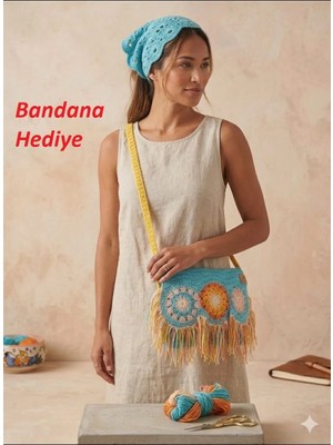Linas Collection El Yapımı Güneş Model (Bandana Hediyeli) Kadın Çantası
