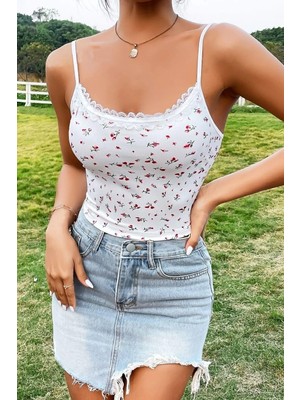 Bella Notte Retro Minimalist Desenli Crop Bluz