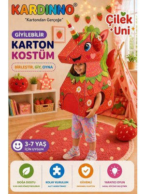 Kardinno Çilek Uni Eğitici Oyuncak Karton Giyilebilir Çocuk Kostümü Etkinlik Parti Kostümü