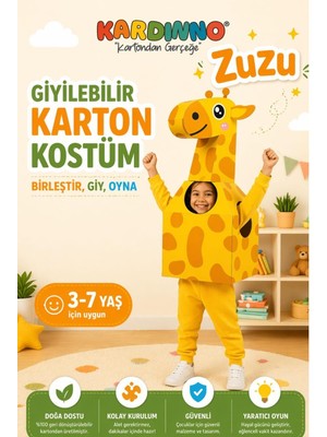 Kardinno Uzun Boylu Zuzu Sarı Karton Giyilebilir Çocuk Kostümü Doğum Günü Etkinlik Partisi