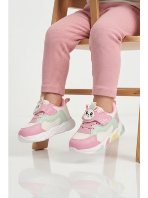 Cool Fuşya Cırtlı Işıklı Fileli Hafif Kız Bebek Spor Ayakkabı Luna B