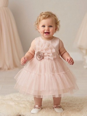 Ugly Duck Princess Candy 6-24 Ay Arası Gül Detaylı Abiye - Pudra