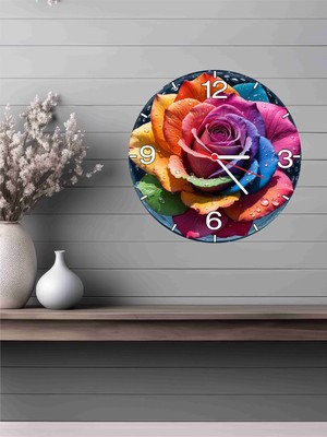 Altınuç Art Design 3D Görünümlü Gül Temalı Ahşap Duvar Saati V17 24X24 cm