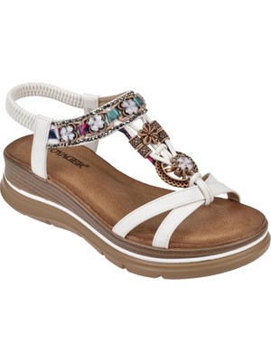 Voyager Dolgu Taban Comfort Kadın Sandalet VOY-481-Z   Beyaz