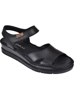 Forelli Hakiki Deri Comfort Kadın Sandalet For-Ayana   Siyah