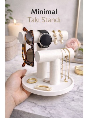 Cafio3D Şık Mini Takı Standı, Bilezik Kolye Yüzük Saat Organizeri, Aksesuar Standı