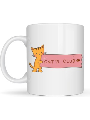 Bezos Cat’s Club Kedi Desenli Porselen Kupa Model 68 – Sevimli Turuncu Kedi Figürlü, Kahve & Çay Kupası, Kedi Severlere Özel Hediye
