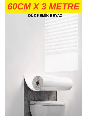 Renkli Duvarlar Kendinden Yapışkanlı 60CM x 3 Metre Rulo Düz Kemik Beyaz Parlak Kaplama Köpük Duvar Paneli Kağıdı