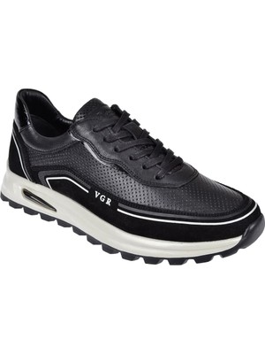 Voyager Hakiki Deri Yazlık Erkek Spor Ayakkabı Sneaker VOY-684   Siyah