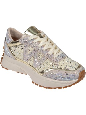 Sms Taş Detaylı Dantelli Kadın Spor Ayakkabı Sneaker SMS-83125   Bej Taşlı