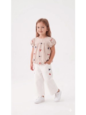 Mini Baray Kiraz Nakışlı Çizgili 2 Li Takım (2 Yaş - 3 Yaş - 4 Yaş - 5 Yaş)