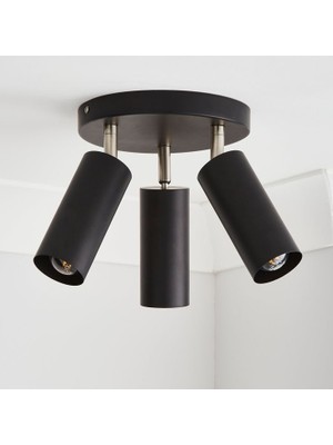 Rsylight Masa Üstü 3 Lü LED Avize Siyah LED Spot Bar ve Tezgah Üstü LED Avize Panasonıc Günışığı Ampullü