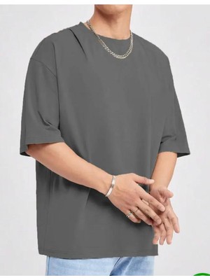 Nigrum Pardus Nıgrum Pardus Büyük Beden Düz Renk %100 Pamuk Oversize Yeni Sezon  Erkek T-Shirt