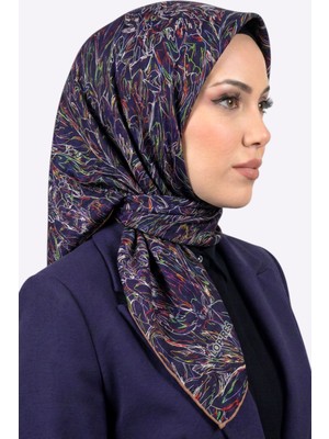 Hadiora Lacivert Soyut Desenli Soft Eşarp