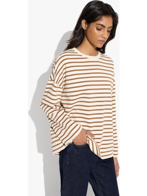 Parfois Kadın Çizgili T-Shirt %100 Pamuk