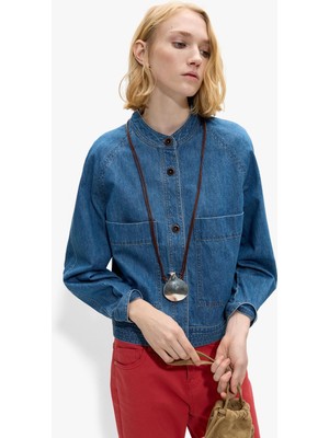 Parfois Kadın Mandarin Yakalı %100 Pamuk Denim Gömlek