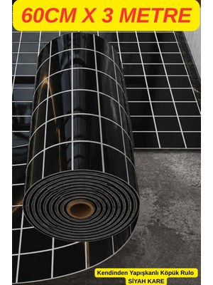 Renkli Duvarlar Kendinden Yapışkanlı 60CM x 3 Metre Rulo Siyah Kare Köpük Duvar Paneli Kağıdı CYCZT00157