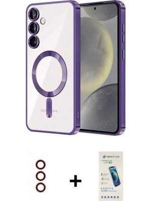 Marsilyan™- Galaxy S23 Plus Kılıf Nova Işık Özel Seri - Şeffaf Pasifik Cam Ekran Koruyucu + Metal Kamera Lens - Kı