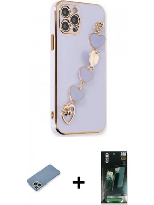 Marsilyan™- iPhone 12 Pro Kılıf Nova Işık Prime - Siyah 360 Mat Full Body Arka Koruyucu + Shine Kamera Lens Koruma Cam - Gs
