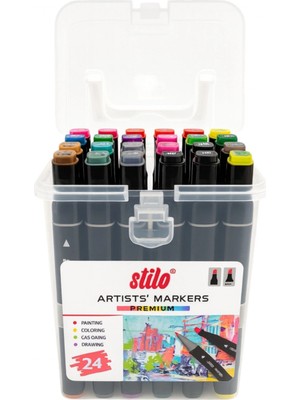 Stilo Çift Uçlu Premium Akrilik Marker Pp Kutu 24 Renk