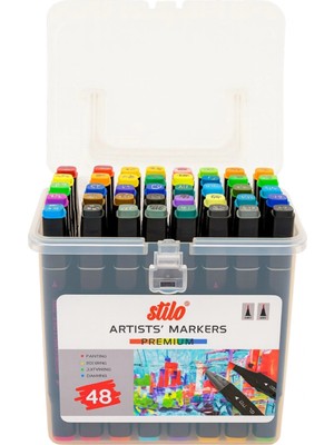 Stilo Çift Uçlu Premium Akrilik Marker Pp Kutu 48 Renk