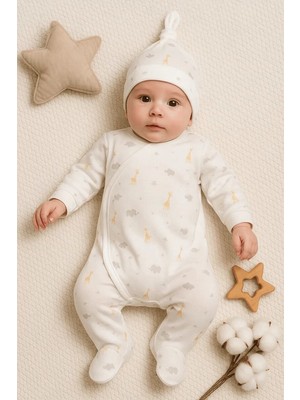 Uravas Store Zürafa Desenli 2 Parça Erkek Bebek Tulum % 100 Pamuk