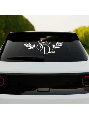 Lion Baskı ve Organizasyon Gelin Arabası Sticker – Şık ve Modern Düğün Arabası Süsü (Beyaz Folyo)