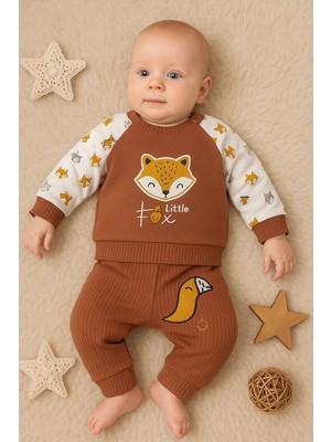 Uravas Store Littie Fox Nakışlı % 100 Pamuklu 2'li Erkek Takım
