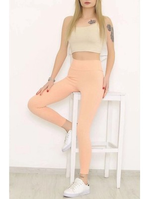 Modellife Somon Kadın Fitilli Tayt, Toparlayıcı Yüksek Bel Fitilli Spor, Günlük Rahat Tayt