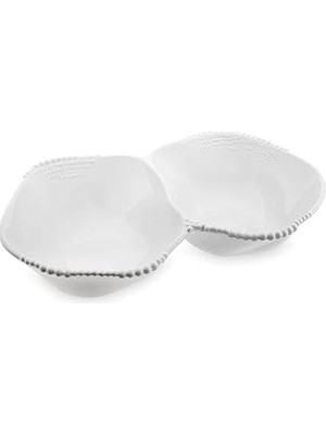 Uravas Store Maris Melamin 2 Bölmeli Beyaz Servis Kase 32.6X24.6X7.1 cm