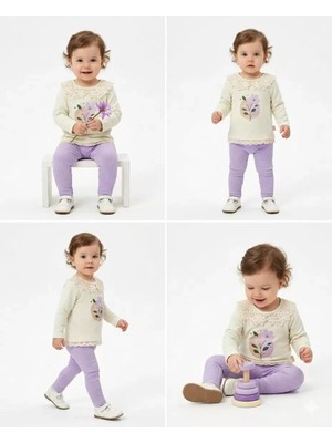 Uravas Store 6/24 Ay Dantel Yakalı Penye Bebek Takımı