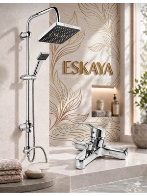 ESHOME Robot Kare Tepe Duş Sistemi Çok Fonksiyonlu Yağmurlama Duş Seti Aç Kapa Banyo Bataryalı