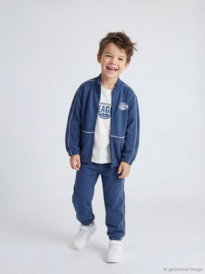 LC Waikiki Indigo Erkek Çocuk Tişört, Fermuarlı Sweatshirt ve Eşofman Alt