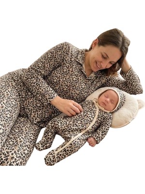 Diamondstar LEOPAR  DESEN ANNE BEBEK LOHUSA SET 3 Ay Kız