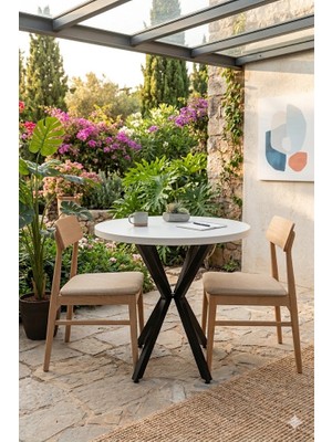 HOLLKA Mutfak Cafe Balkon Bahçe Restoran Yemek Masası 70X70 Metal Ayak Kalınlaştırmalı