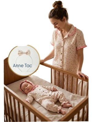 Diamondstar MÜSLİN KUMAŞ TAÇLI  ANNE BEBEK LOHUSA SET 3 Ay Kız