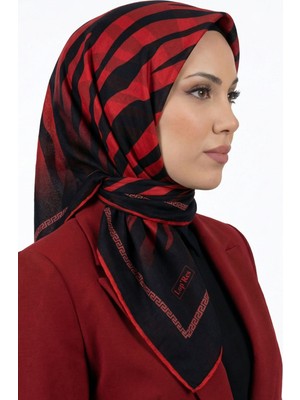 Hadiora Siyah Kırmızı Zebra Desenli Organik Pamuk Soft Eşarp