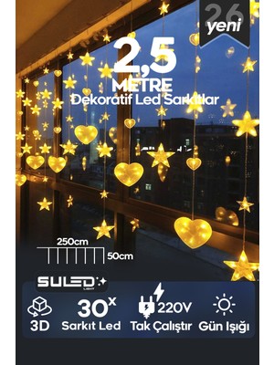 Suled Kar Tanesi Yıldız LED Işıklar 220V Gün Işığı 3D Süsleme Ledleri Perde Cam ve Oda Süsleme LED Işıklar