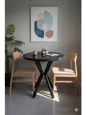 HOLLKA Mutfak Cafe Balkon Bahçe Restoran Yemek Masası 70X70 Metal Ayak Kalınlaştırmalı