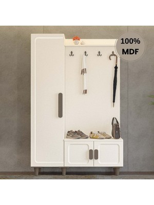 Flances Manolya Mdf Raflı Askılıklı Portmanto Ayakkabılık