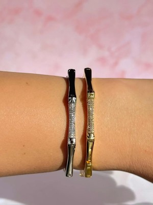 CHERIECHIC Jewels Kemik Köşeli Zirkon Taşlı Kelepçe Bileklik (G)